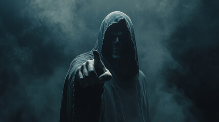 Be careful, wallpaper, the mysterious man in black is pointing his finger to warn you to be careful