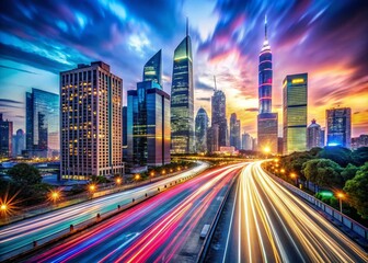 Fototapeta premium City Pulse: Energizing Business Life and Urban Dynamics in a Fast-Paced Environment of Growth and Innovation