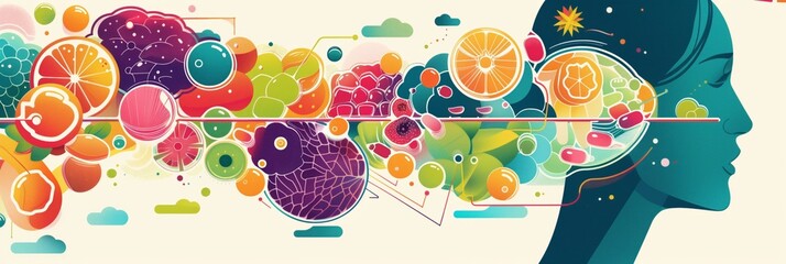 A detailed diagram depicting the path of vitamins from digestion to cellular benefits, showcasing nutrient transport and their role in health and vitality, banner
