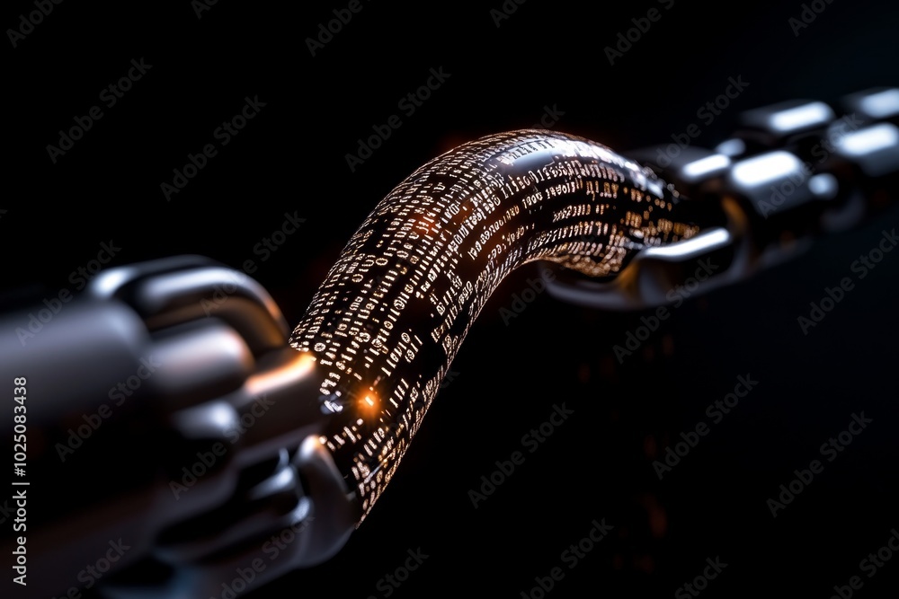 Aufkleber Data stream is represented by a clean, flowing line of binary code against a solid black backdrop, symbolizing the quiet flow of information