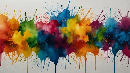 Fototapeta premium Abstract Watercolor Art – Splashes of Bright Paint on Clean White Background