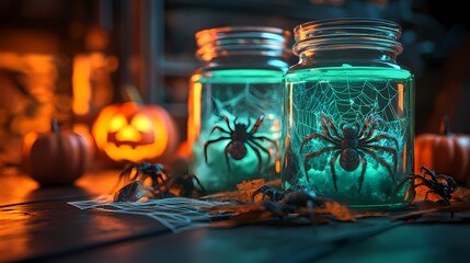 Spooky Jars with Spiders