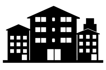 Apartment Building Silhouettes vector | vector silhouette illustration on white background