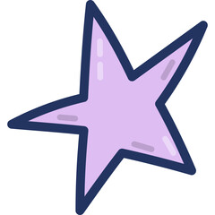 Childish cartoon star with hand drawn outline for funny design, decoration, social media