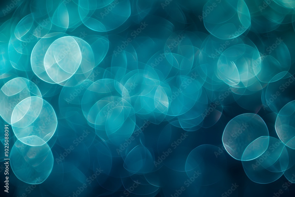 Poster Ethereal Blue Bokeh Background with Soft Circular Shapes