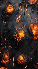 Fototapeta premium 溶岩流のような模様が美しい黒い木の表面が魅せる自然の神秘
