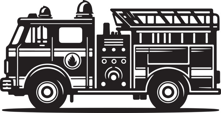 Fire truck icon logo silhouette vector art illustration