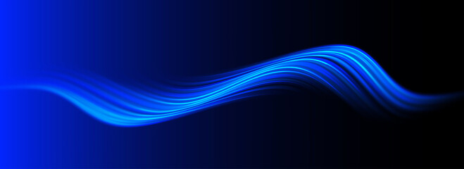 Blue futuristic glowing gradient wave. Technology and inovation. 3D curved lines background.