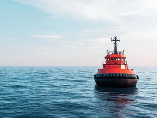 Fototapeta premium Autonomous supply vessels for ocean drilling platforms, using AI to manage logistics and material transport