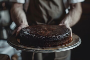Obraz premium A Delicious Chocolate Cake Ready to Be Served