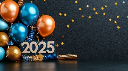 Fototapeta premium Festive New Year Celebration with Colorful Balloons