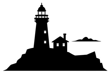 Lighthouse Silhouettes vector | vector silhouette illustration on white background