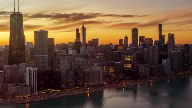 Downtown Chicago Cityscape Hyper Lapse 4K