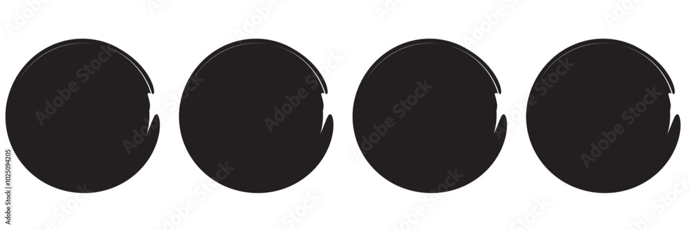 Poster black grunge round shapes. brush strokes frames elements, frames for design. vector isolated on whit