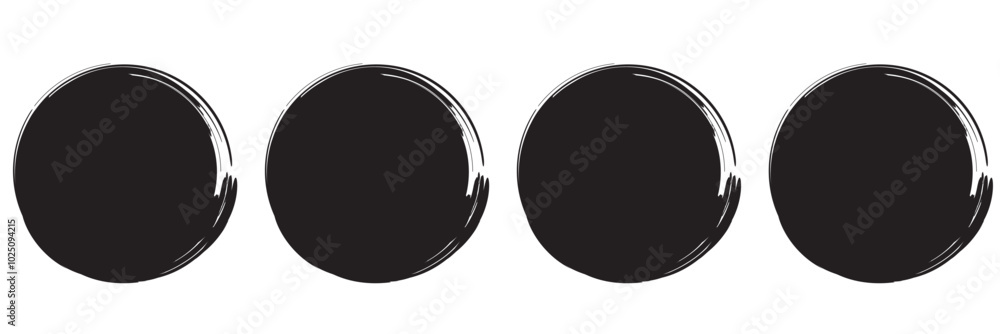 Poster black grunge round shapes. brush strokes frames elements, frames for design. vector isolated on whit