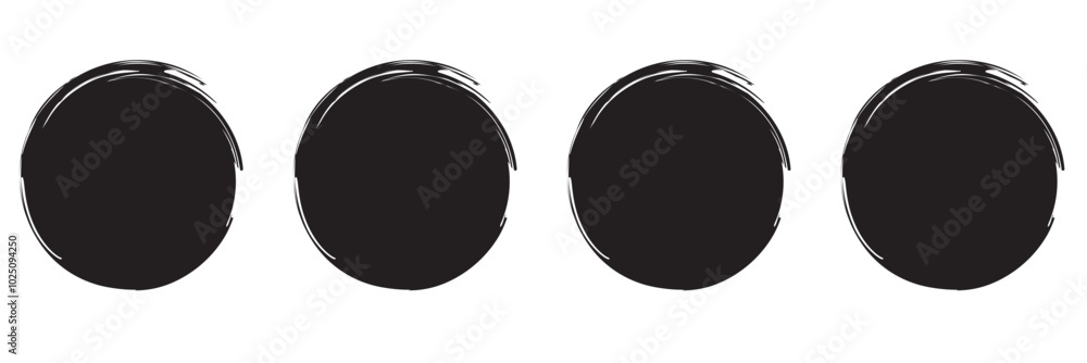 Poster black grunge round shapes. brush strokes frames elements, frames for design. vector isolated on whit