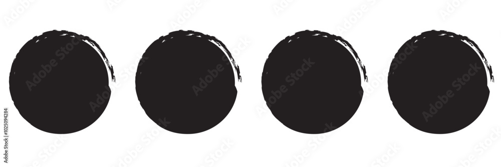 Poster black grunge round shapes. brush strokes frames elements, frames for design. vector isolated on whit