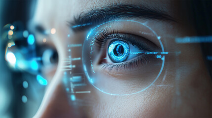 Biometric Eye Scan for Modern Security or Medical Treatment, Enhanced Vision, Laser Eye Examination or Surgery, Hi Tech Treatment for Glaucoma, Cataracts, Myopia, Hyperopia, Astigmatism.