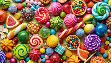 Fototapeta premium Colorful Candy Illustration: Sweet Treats and Delightful Confections for Fun and Festive Designs and Creative Projects