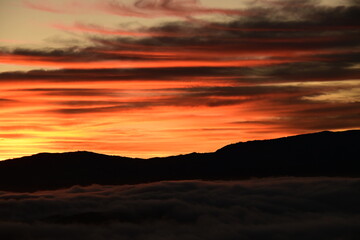 sunset over the mountains