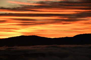 sunset over the mountain