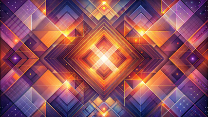 Geometric abstract art with glowing shapes and bright colors, futuristic style, copy space