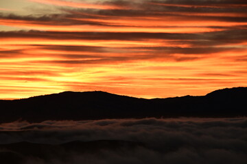 sunset over the mountains