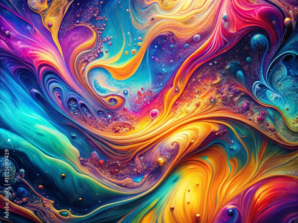 Poster colorful iridescent psychedelic abstract liquid animation for dynamic visuals and mesmerizing backgr