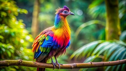 Colorful Lama Bird Perched Gracefully on a Branch Against a Vibrant Natural Background in Nature