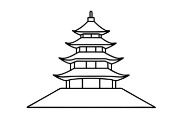 Japanese pagoda | vector silhouette illustration on white background