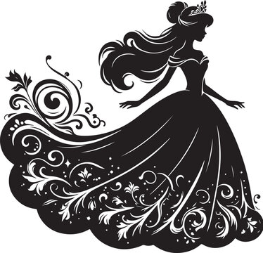 princess silhouette vector. Beautiful princess