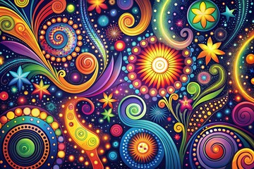 Naklejka premium Colorful Retro Groovy Backgrounds with Swirls and Patterns for Creative Projects and Design Needs