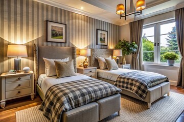 Cozy Twin Bedroom Design with Stylish Decor and Comfortable Beds for a Relaxing Space in Modern Home Interiors