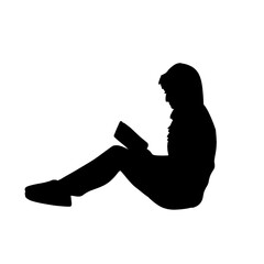 Woman reading book silhouette 