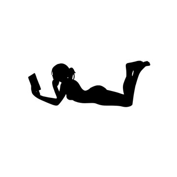recommend clip art: Woman reading book silhouette 