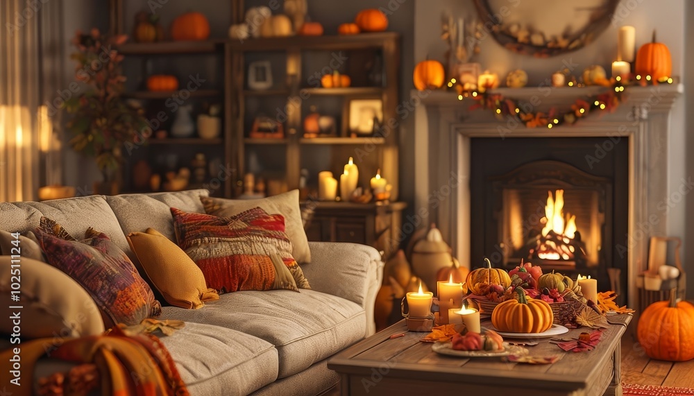 Poster modern apartment with fireplace, coder, programmer cozy living room, infinite loop