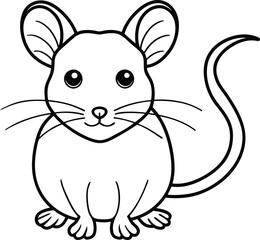 A cute Mouse outline vector and line art illustration design. Line art of rat cartoon vector. Black and white drawn.
