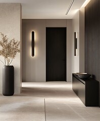 modern corridor of a house with entrance door