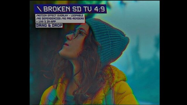 Broken SD TV Procedural Motion Effect: VHS, VCR, Retro CRT, Old TV Filter