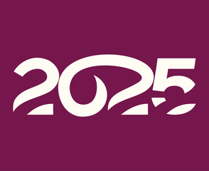 2025 Happy New Year Purple And White Design Elegant Abstract Logo Symbol Vector Illustration