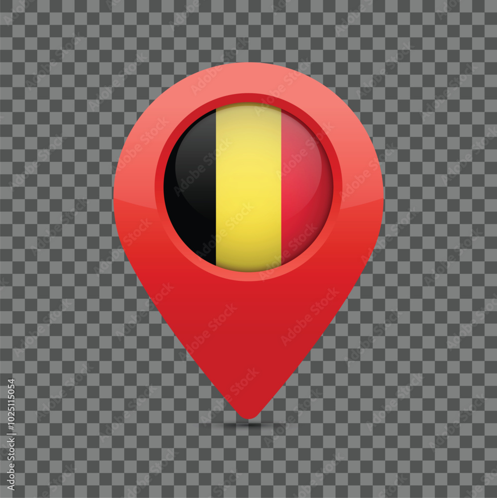 Poster belgian flag pin for maps and navigation systems to mark current location. user interface icon desig