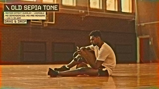 Old Sepia VHS Tone Procedural Motion Effect: VHS, VCR, Retro CRT, Old TV Filter