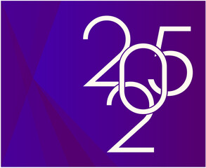 2025 Happy New Year Purple And White Design Abstract Logo Symbol Vector Illustration