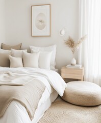 bed in bedroom with modern interior