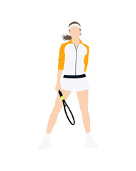 Flat vector people and illustration, woman with sport tennis outfit