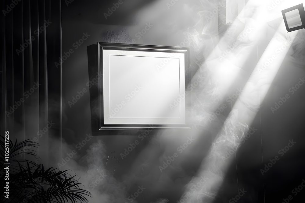 Poster mysterious empty frame illuminated by ethereal light
