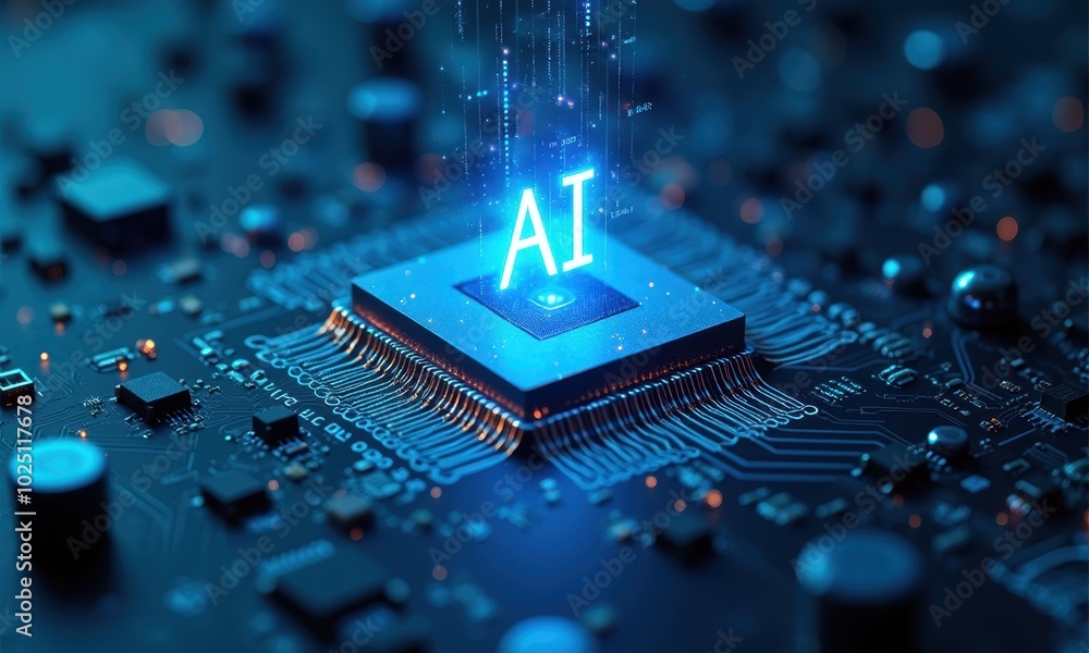 Poster ai chipset in high-tech circuit board design