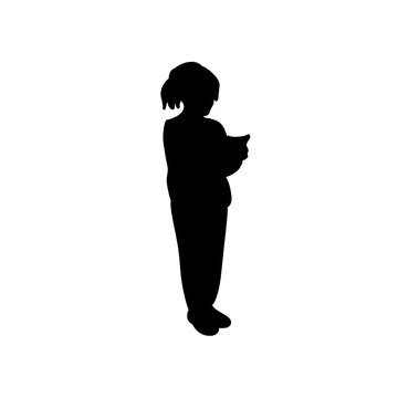 recommend clip art: Kids reading book silhouette 