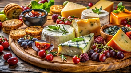 Delicious Cheese Platter with Fresh Ingredients for a Perfect Appetizer or Snack Idea for Food Lovers and Entertaining
