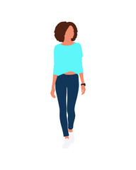 Fototapeta premium Flat vector people and illustration, woman with casual outfit